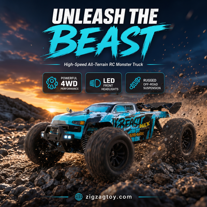 ZLL SG116 MAX RC Car — 1:16 Scale 4WD Brushless Monster Truck, 80 KM/H, LED Lights, 2.4G RTR