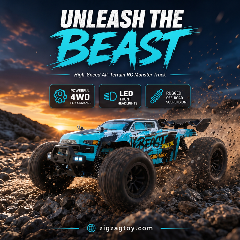 ZLL SG116 MAX RC Car — 1:16 Scale 4WD Brushless Monster Truck, 80 KM/H, LED Lights, 2.4G RTR