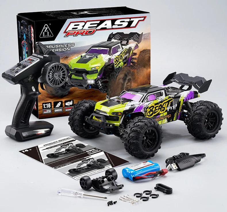 Beast Pro 1:16 RC Car — 4WD Off-Road Truck, 40 KM/H, LED Lights, 2.4G RTR